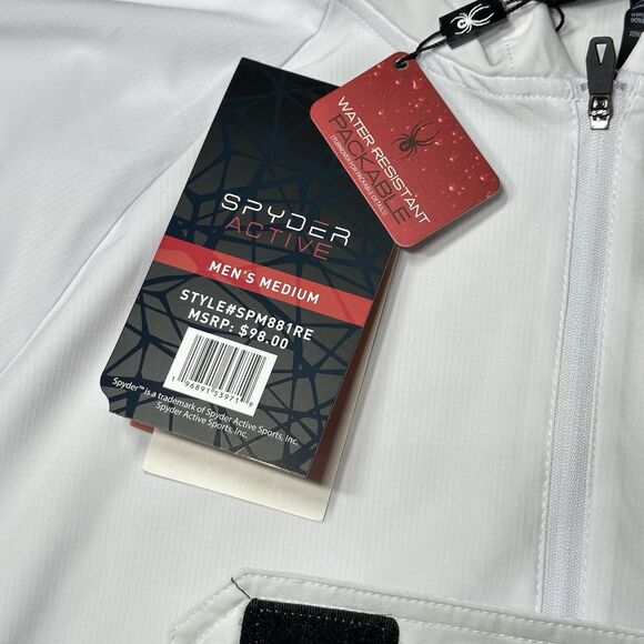 NEW Spyder Active Hoodie Pullover Light Sweatshirt White SPM881RD Men SZ Medium - Picture 3 of 15